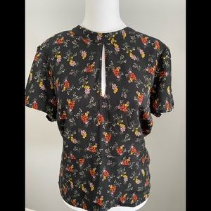 Black floral blouse